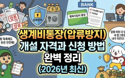 생계비통장(압류방지) 개설 자격과 신청 방법 완벽 정리 (2026년 최신)