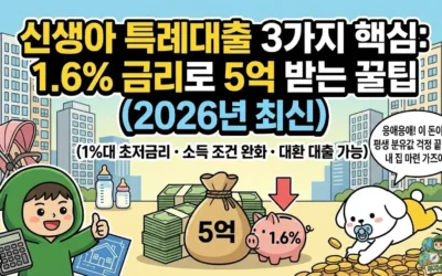 신생아 특례대출 3가지 핵심: 1.6% 금리로 5억 받는 꿀팁 (2026년 최신)