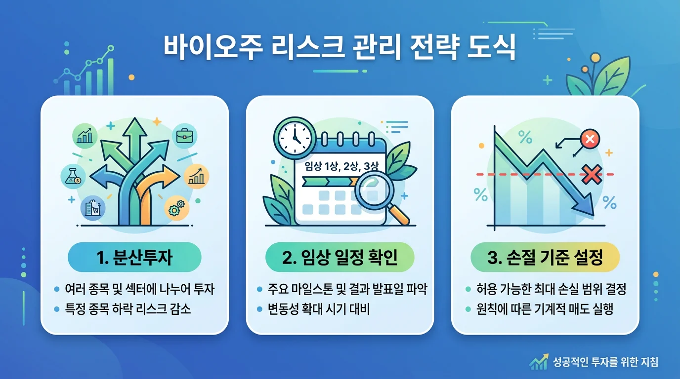 바이오주 투자 리스크 관리 전략 인포그래픽