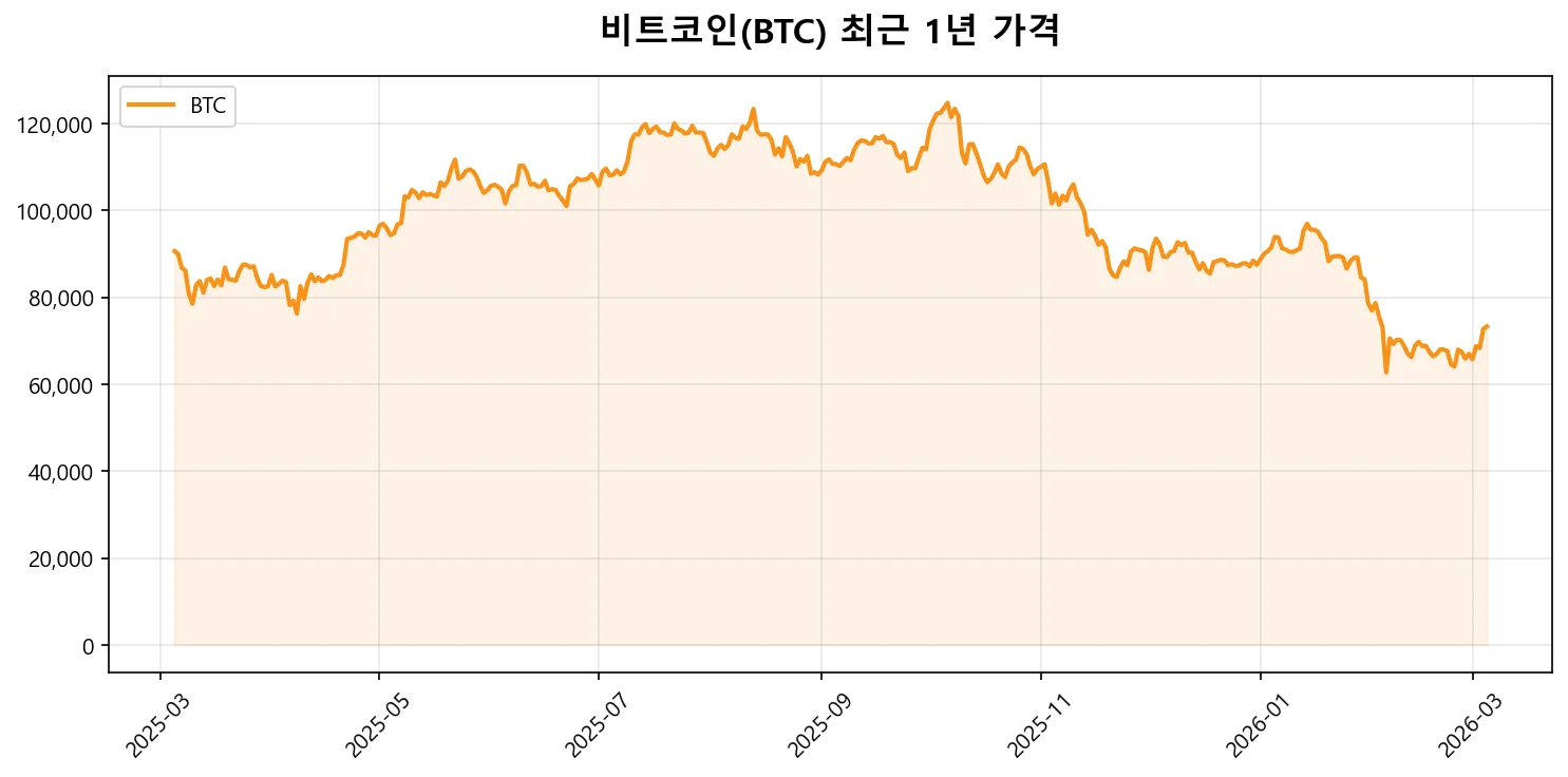 비트코인 BTC 최근 1년 가격 차트