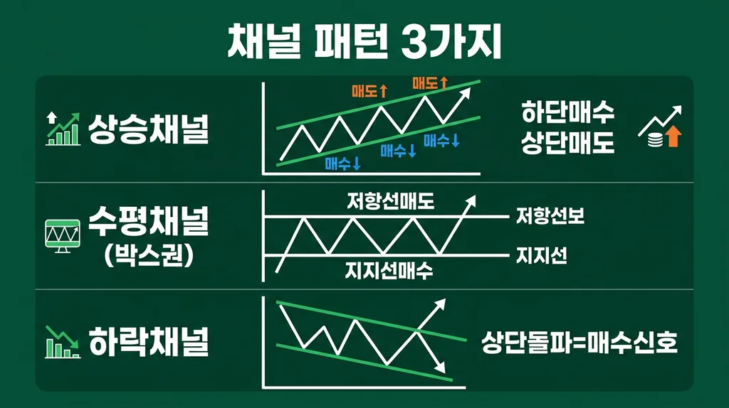 채널 패턴 완벽 가이드: 두 평행선 사이의 수익 기회 인포그래픽