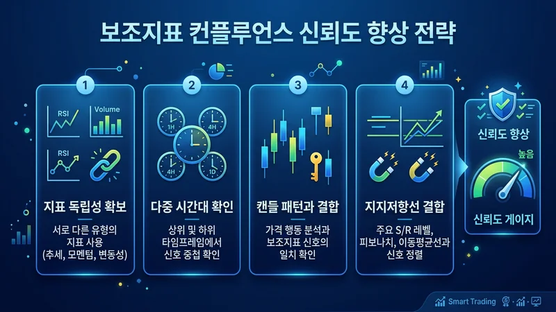 보조지표 컨플루언스 실전 활용 전략 신뢰도 향상 인포그래픽
