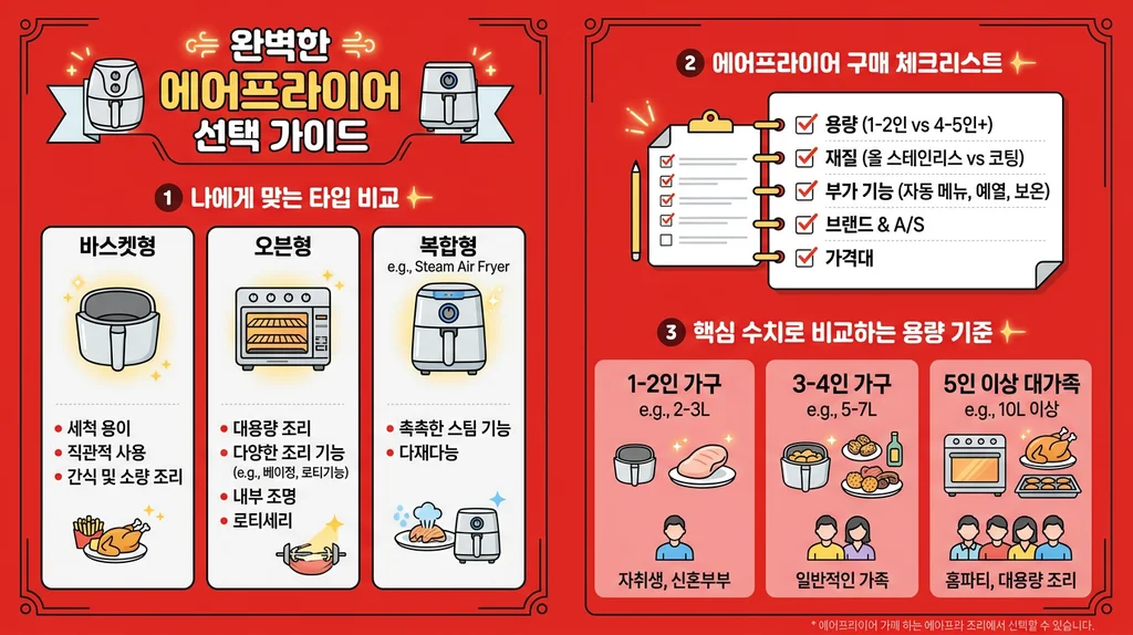 에어프라이어 추천 2026: 용량·성능별 베스트 TOP 8 총정리 5 에어프라이어 추천 인포그래픽