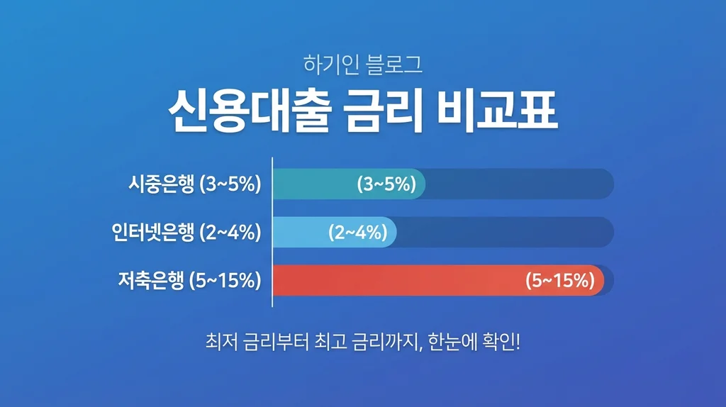 은행별 신용대출 금리 비교 인포그래픽