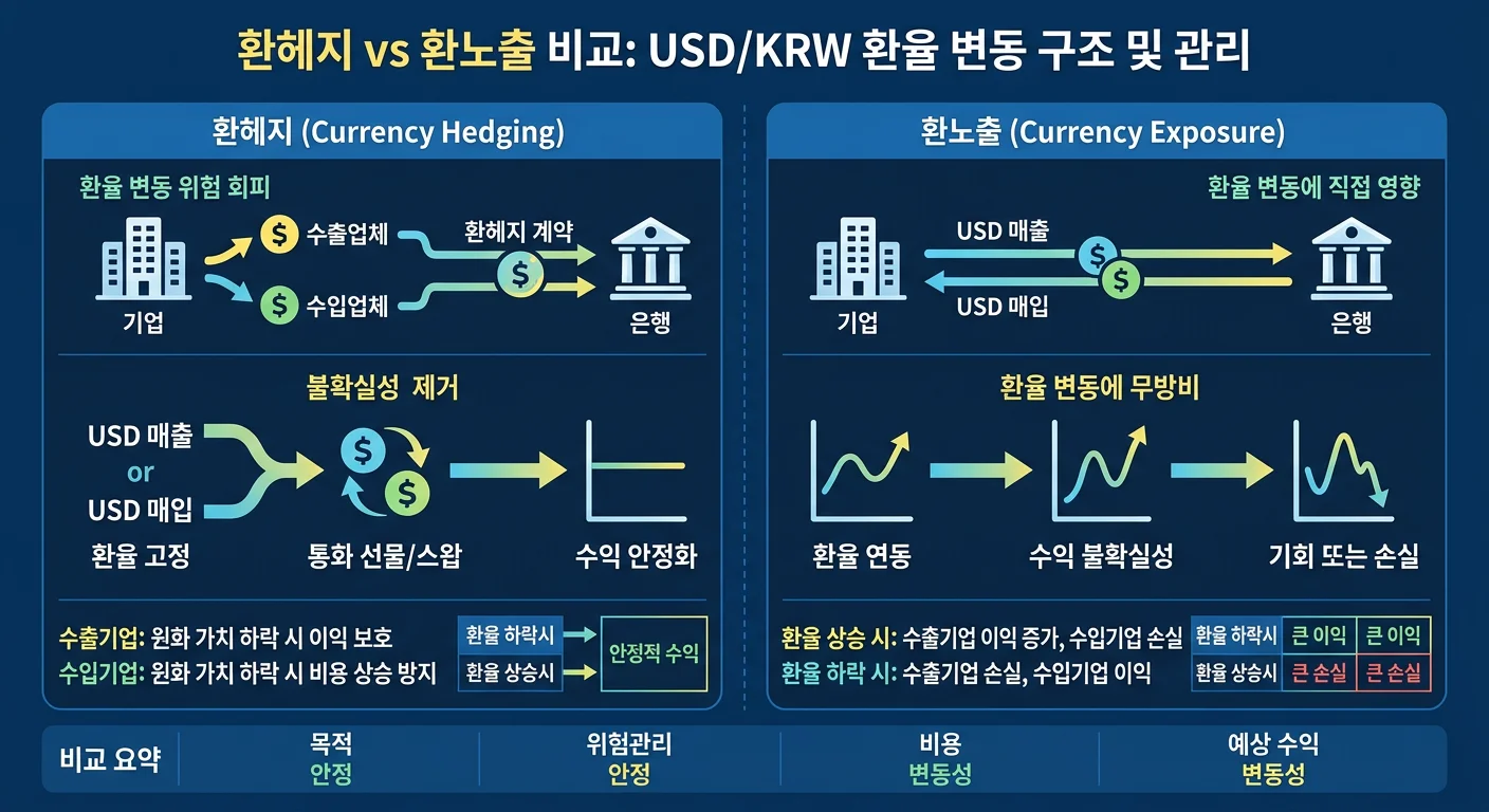 환헤지 환노출 비교 인포그래픽 달러 원화 환율
