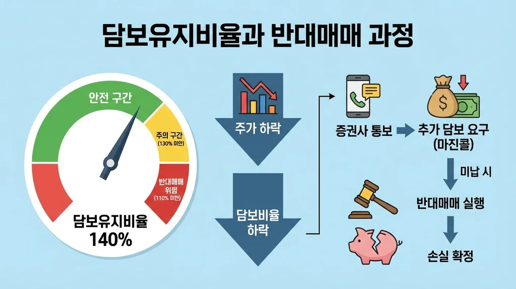 담보유지비율과 반대매매 과정 인포그래픽