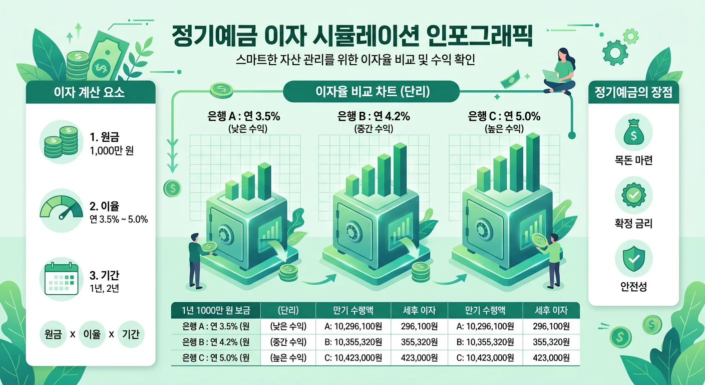 정기예금 금리 비교 이자 시뮬레이션 차트 2026