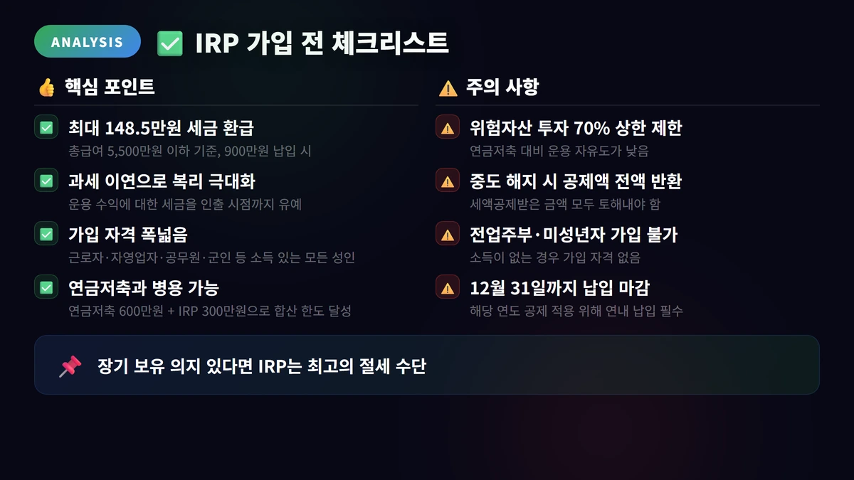 IRP 가입 전 체크리스트
