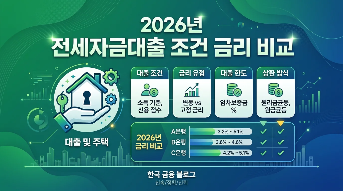 전세자금대출 조건 금리 비교 2026 완벽 가이드 1 전세자금대출 조건 금리 비교 2026 인포그래픽