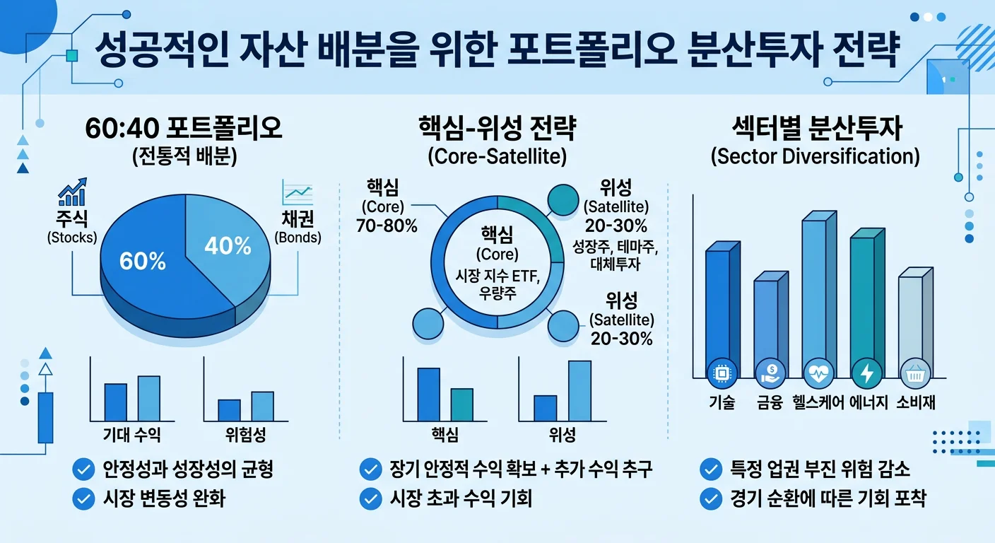 포트폴리오 분산투자 자산배분 구성 인포그래픽
