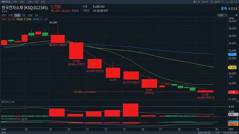 하한가 연속 하락 차트