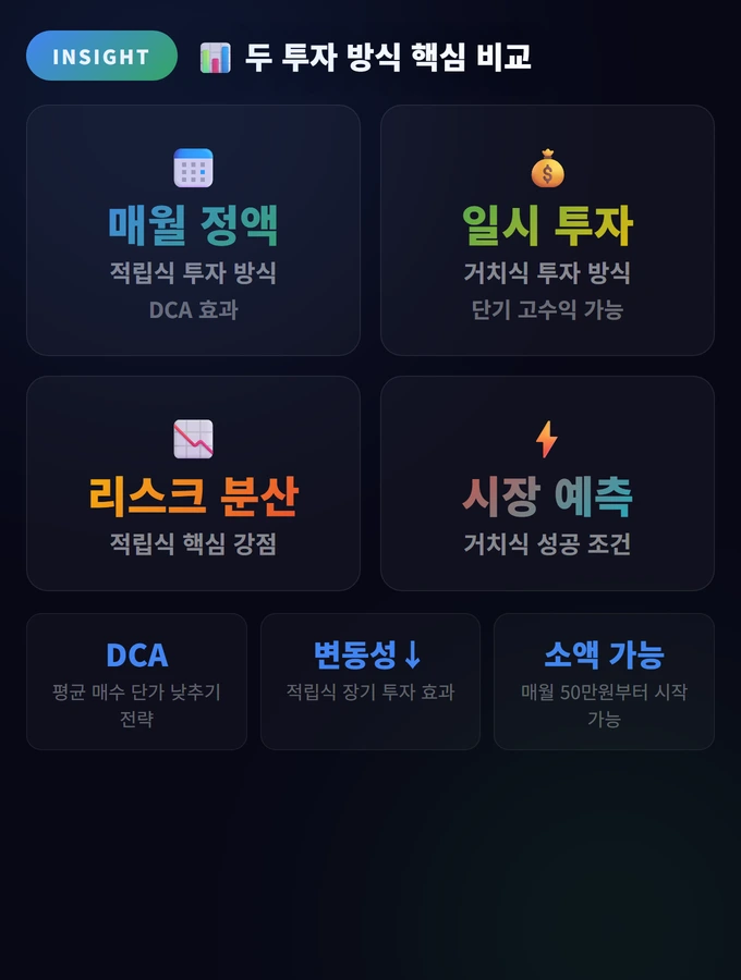 적립식 투자 vs 거치식 투자 완벽 비교 2 두 투자 방식 핵심 비교