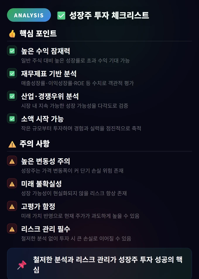 성장주 투자 전략: 고성장 기업 발굴법 완벽 가이드 4 성장주 투자 체크리스트