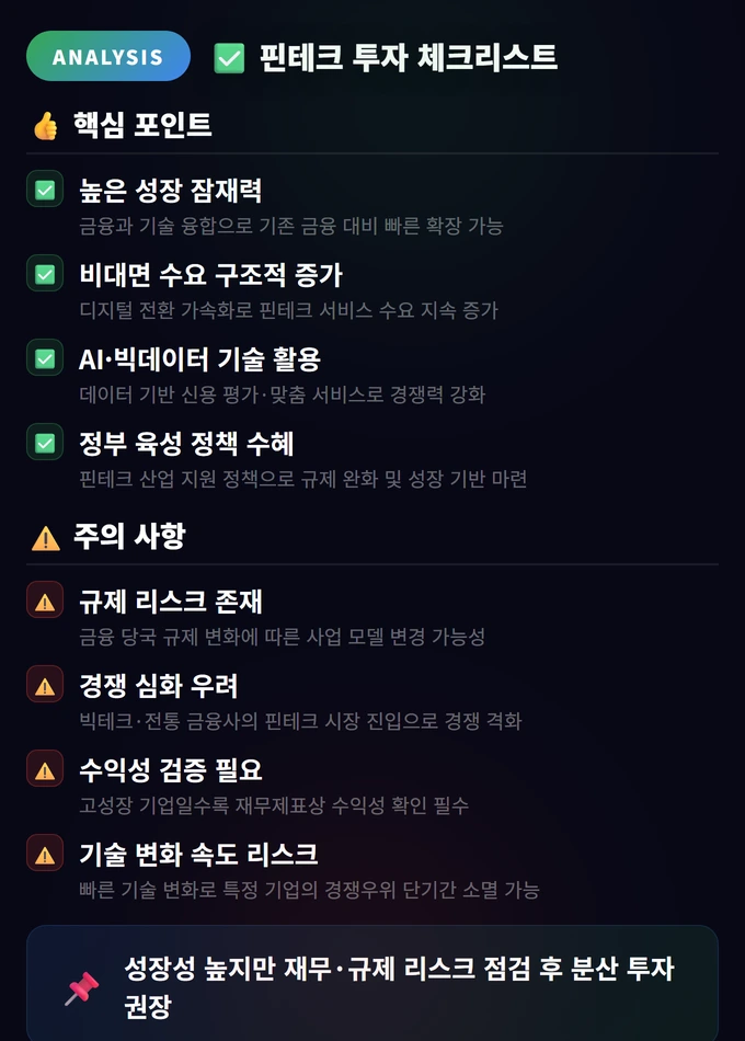 핀테크 투자 완벽 가이드: 네오뱅크·페이먼트·인슈어테크 4 핀테크 투자 체크리스트