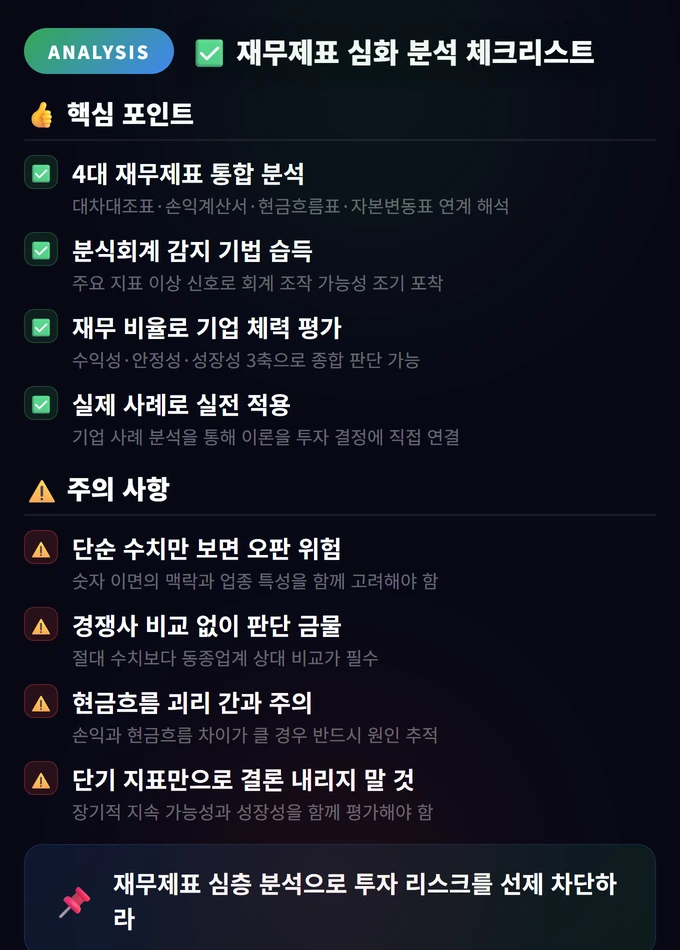 재무제표 심화 분석 체크리스트