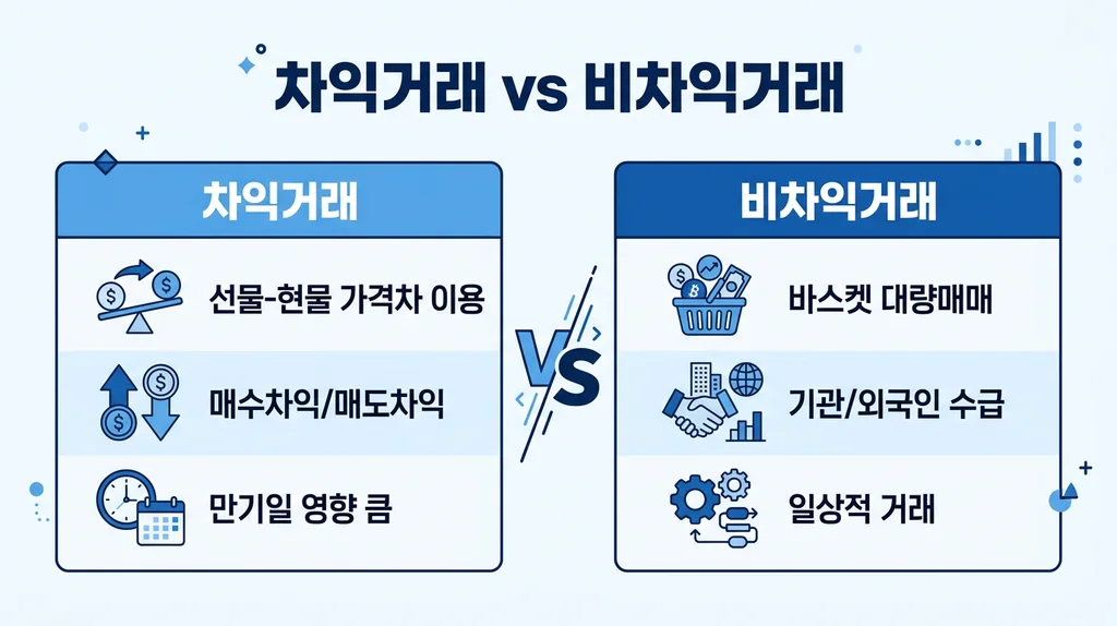 차익거래 vs 비차익거래 비교 인포그래픽