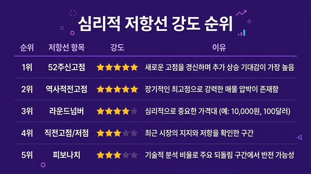 심리적 지지·저항선 완벽 가이드: 라운드 넘버와 전고점의 비밀 인포그래픽