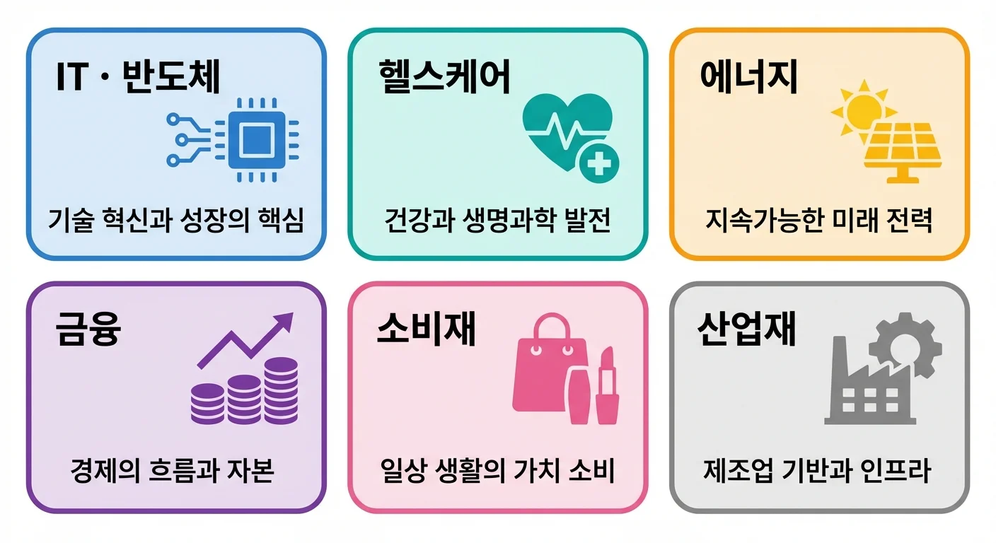 섹터별 주식 투자 분류 인포그래픽