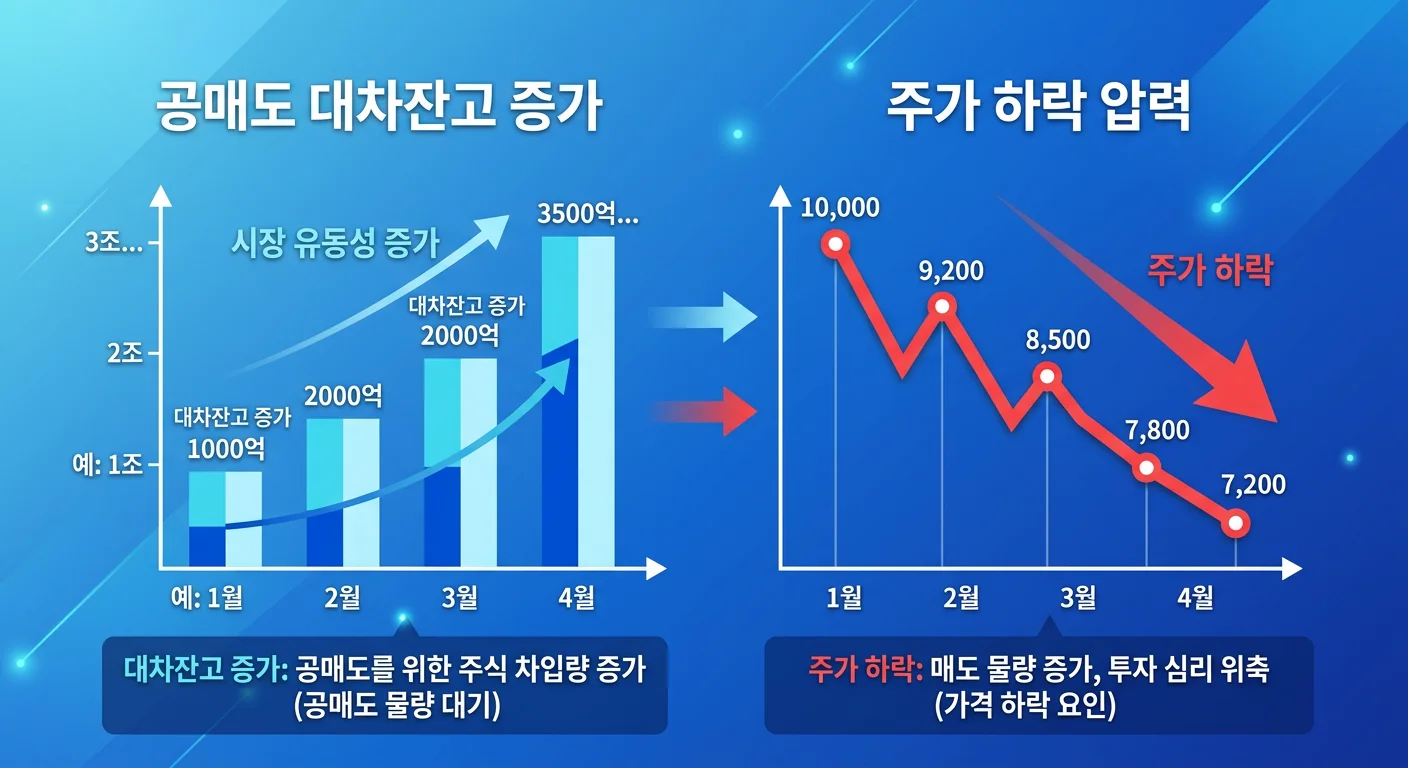 공매도 대차잔고와 주가 하락 압력 인포그래픽