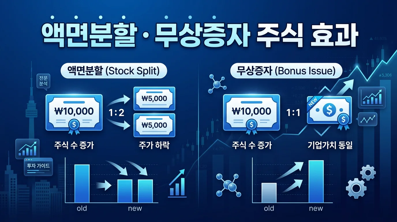 액면분할 무상증자 주식 효과 인포그래픽