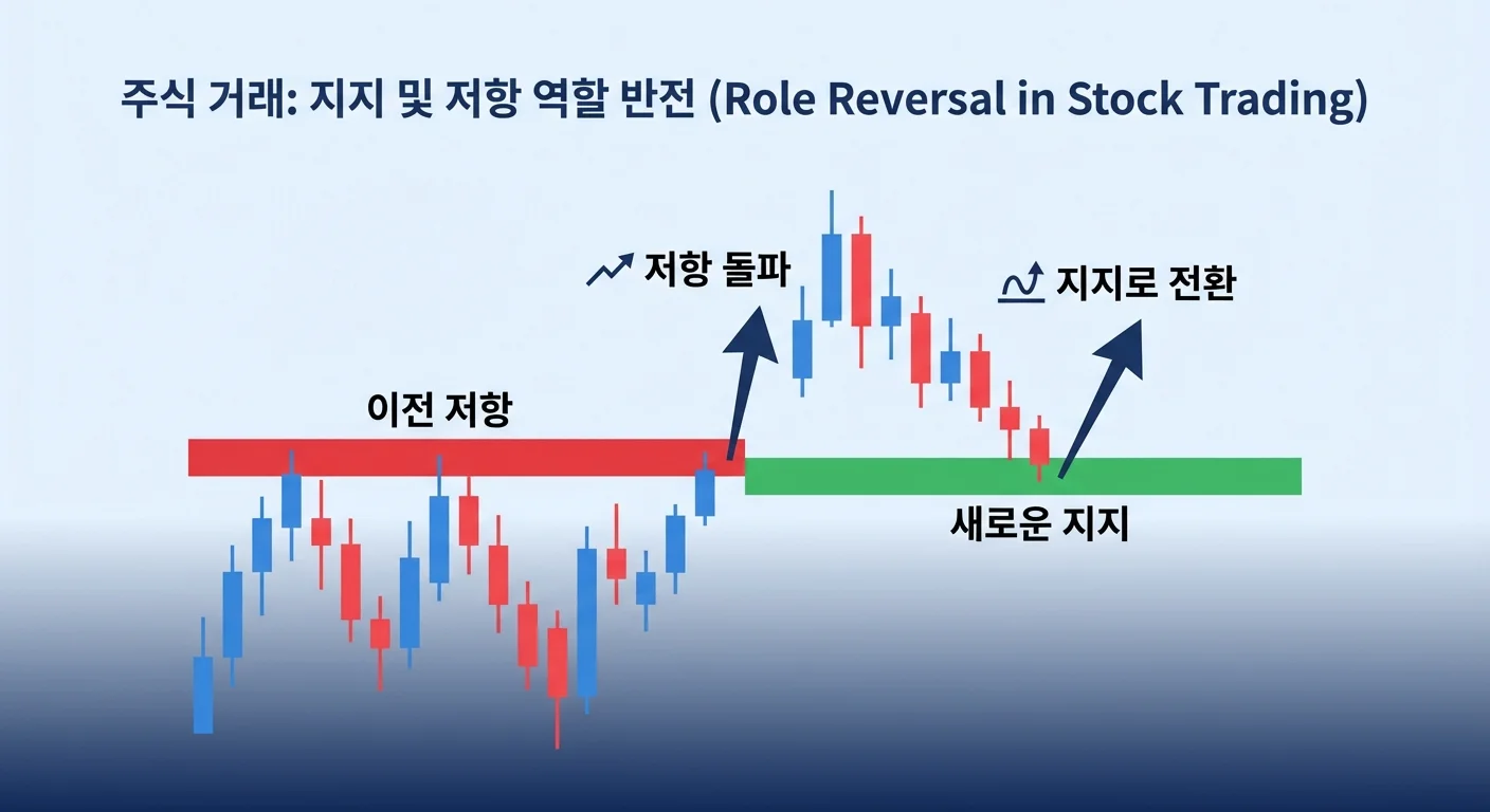 지지선 저항선 역할 전환 인포그래픽