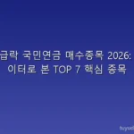 코스피 급락 국민연금 매수종목 2026: 실제 데이터로 본 TOP 7 핵심 종목